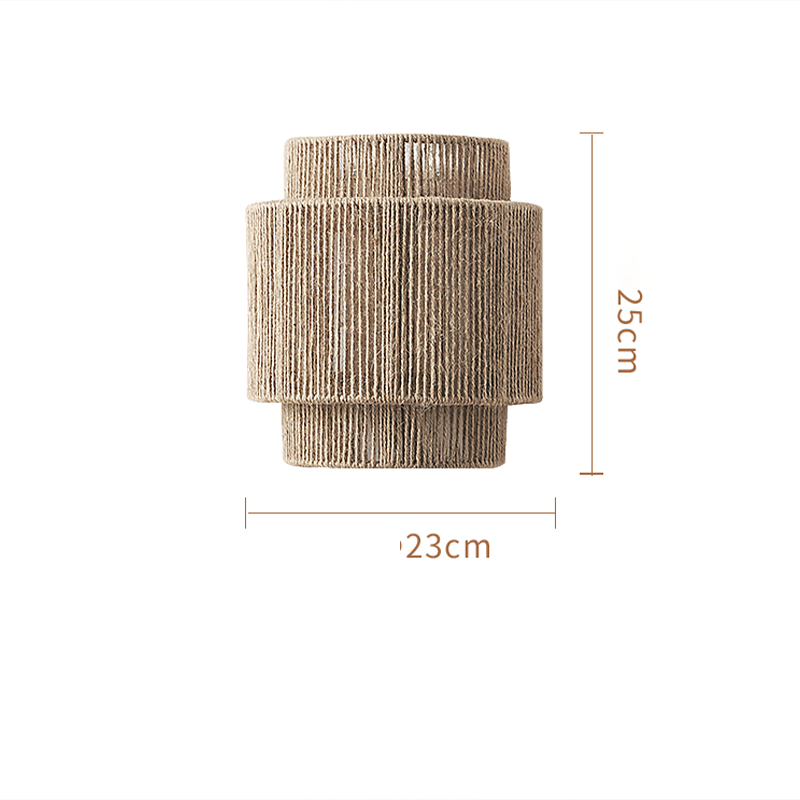 RaffioLume - Bohemian vintage rattan hamp reb væg LED lampe