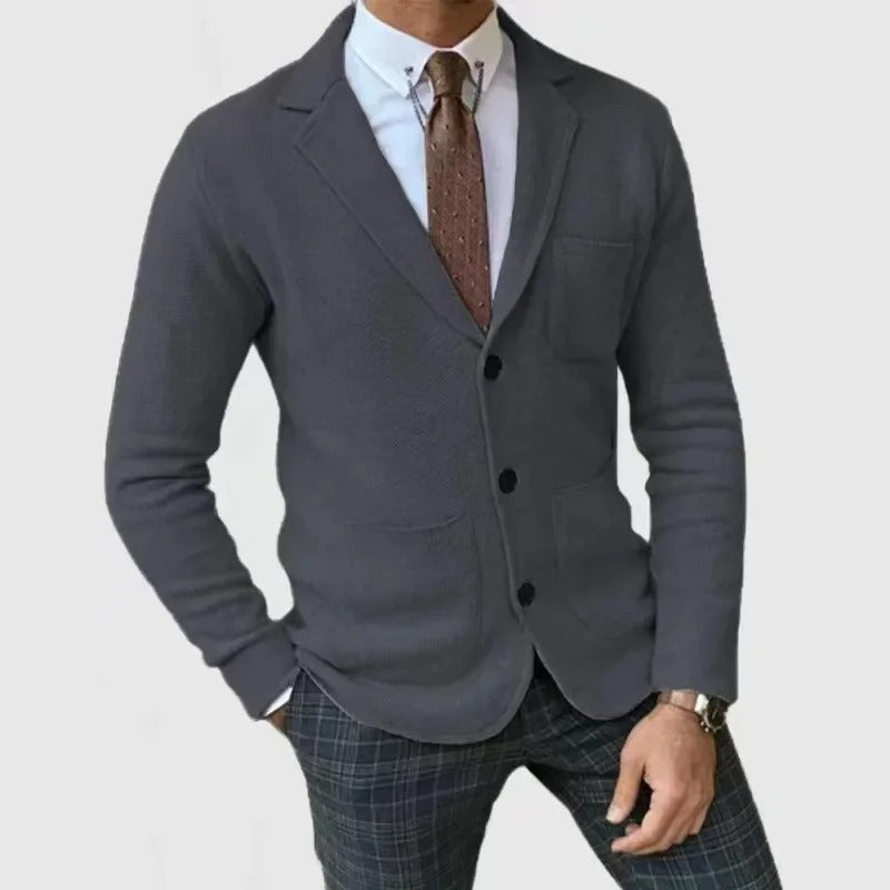 Caspian - Cardigan til mænd med reverskrave og knapper - Slim fit med flere lommer