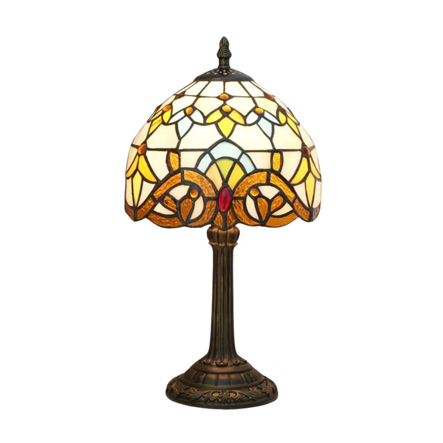 LuminaTiffany - Tiffany-glasbordlampe med smukt farvet glasdesign
