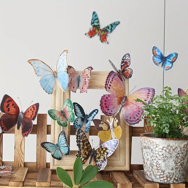ButterflyGlow - 36 stykker 3D akvarel-sommerfugle