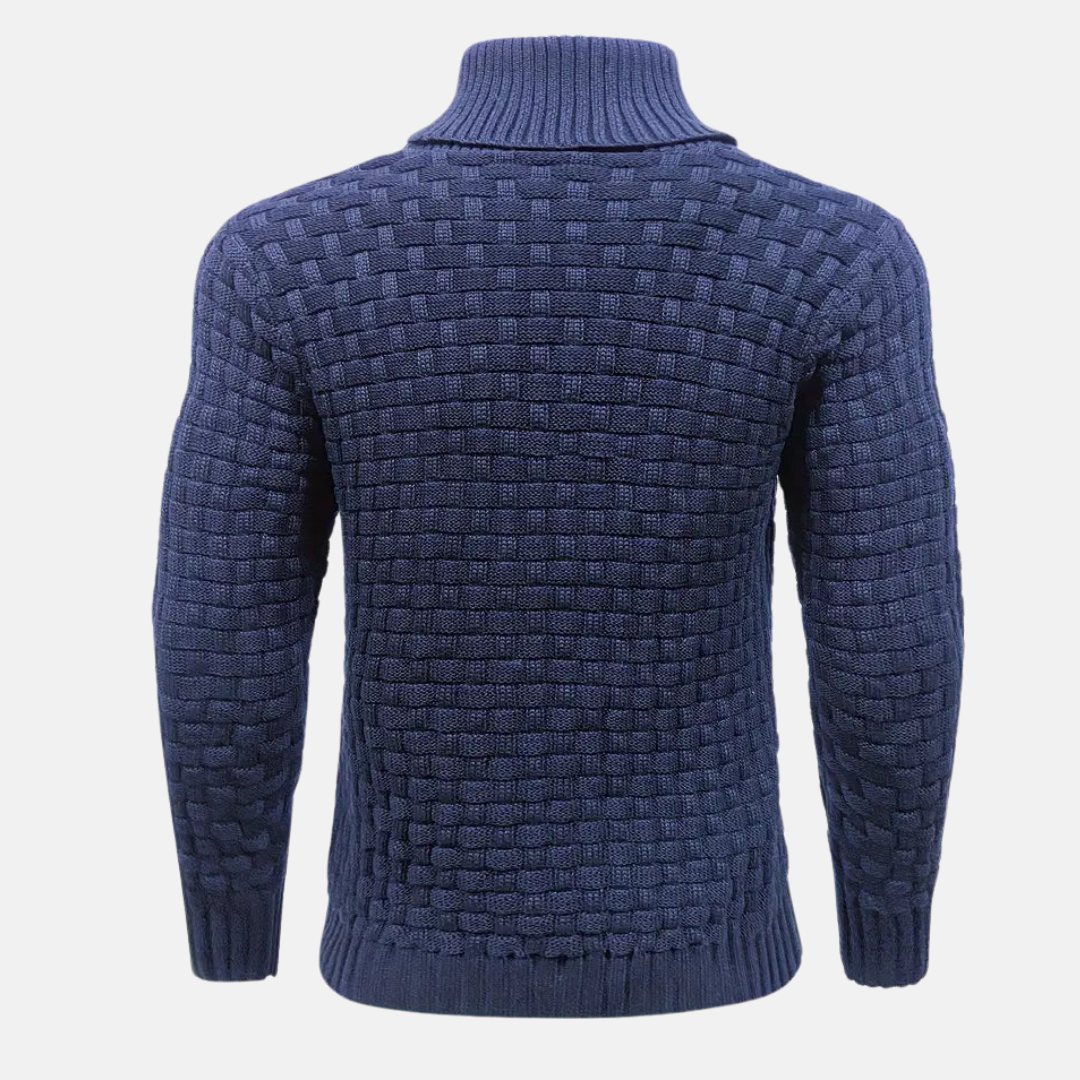 Liam - Strikket herretrøje i slim fit med sjalskrave og knapper
