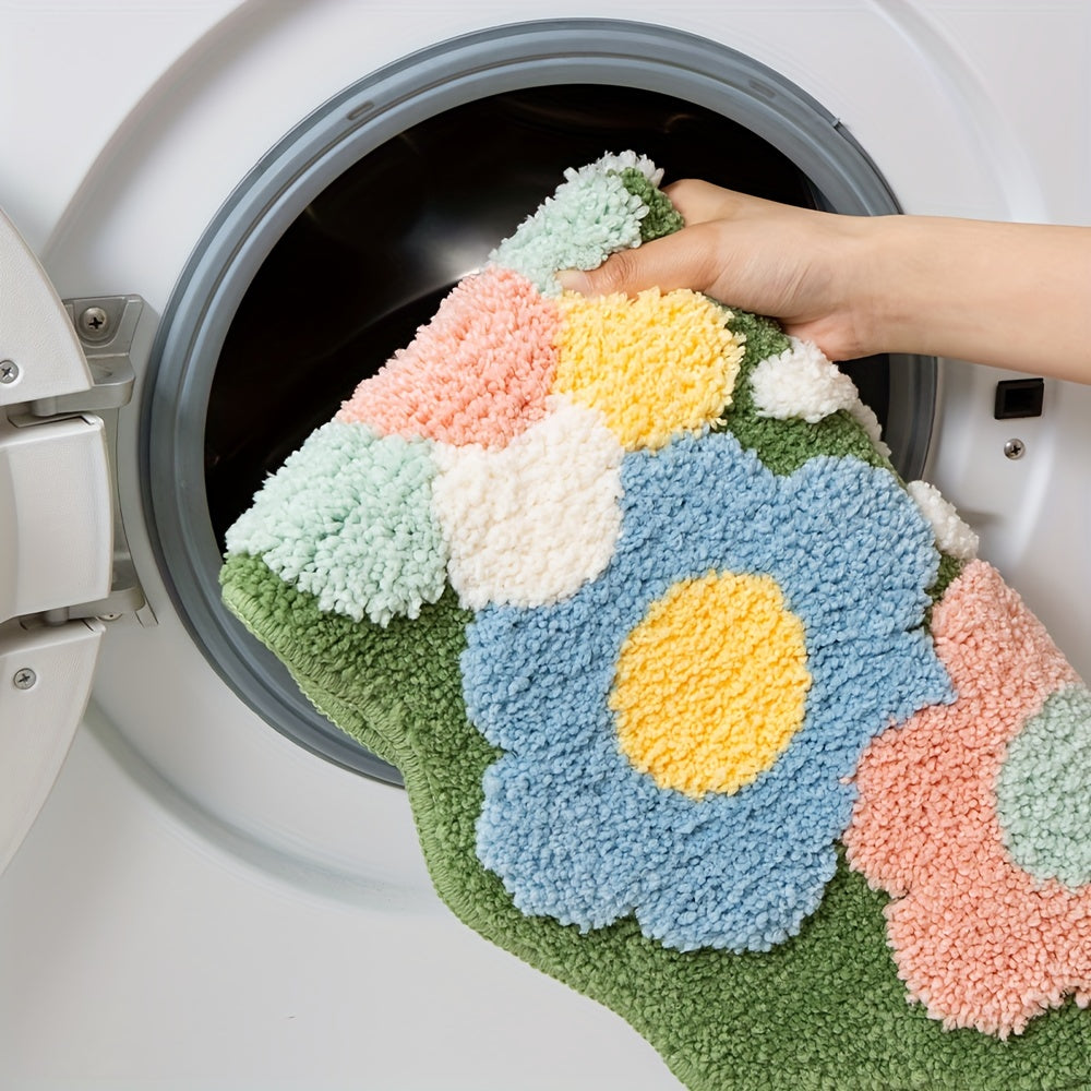 LuxeWave - Bademåtte med blomstermønster, ekstra blød og absorberende