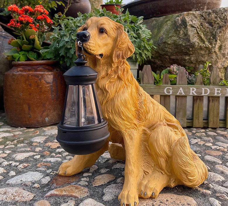 LumiPup - Solcelledrevet hundestatue med LED-lys