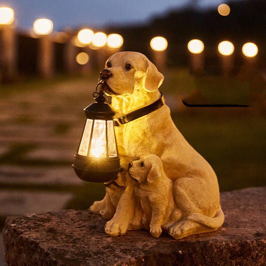 LumiPup - Solcelledrevet hundestatue med LED-lys