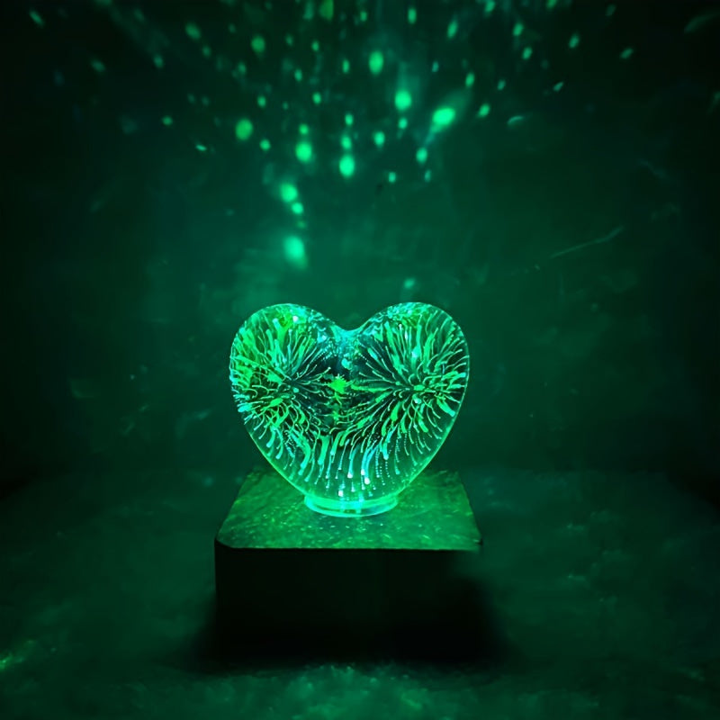 HeartGlow - 3D-hjertefyrværkeri LED-lampe - romantisk stemningsbelysning