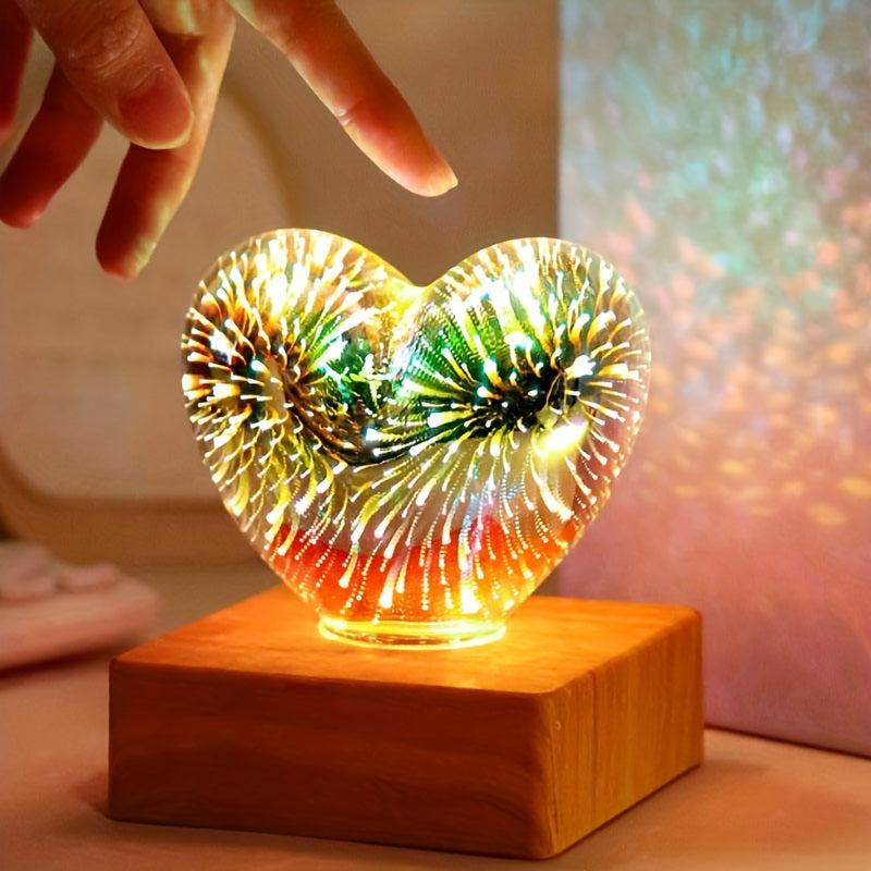 HeartGlow - 3D-hjertefyrværkeri LED-lampe - romantisk stemningsbelysning