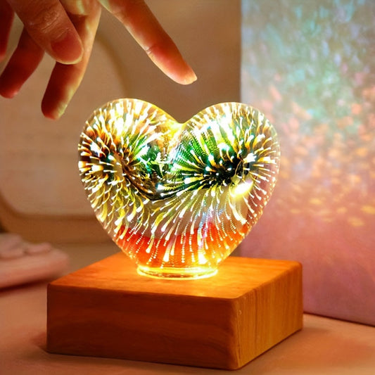HeartGlow - 3D-hjertefyrværkeri LED-lampe - romantisk stemningsbelysning