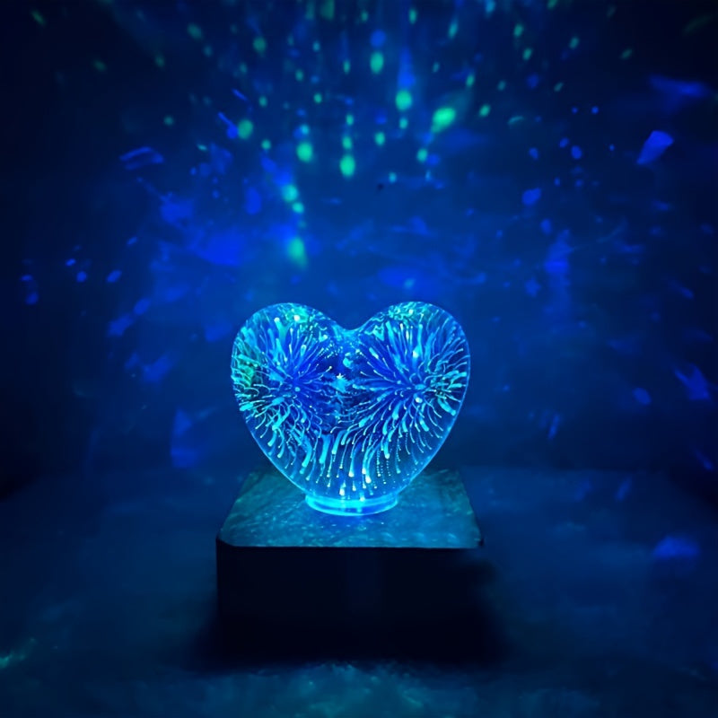 HeartGlow - 3D-hjertefyrværkeri LED-lampe - romantisk stemningsbelysning