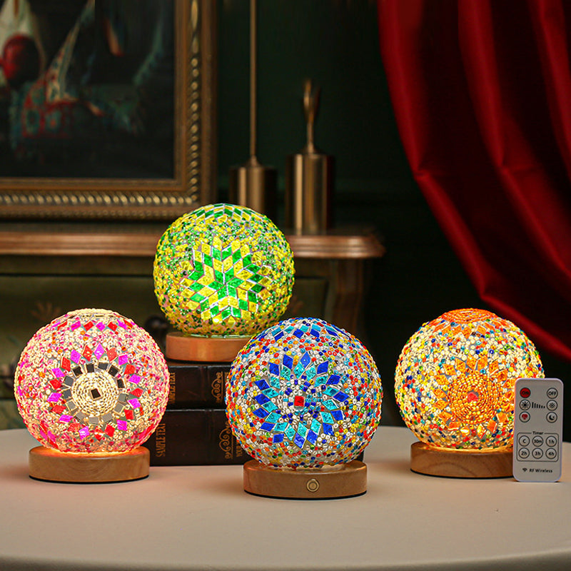 Dimbare Sferiske Bordlampe i Glas med Bohemian Design – Perfekt til Stuen og Natbordet-2