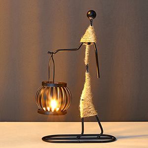 Retro Elegant Kaarsholder i Metal - Håndlavet Design til Salontabel, 24,5 cm x 14 cm, Minimalistisk Indretning-2