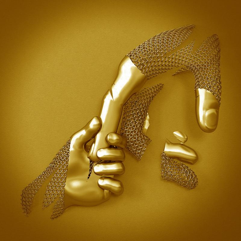 Variant image for Elegant Vægkunst i Gråtoner med Metal Figur – Romantisk Canvasbillede til Stue og Soveværelse-13