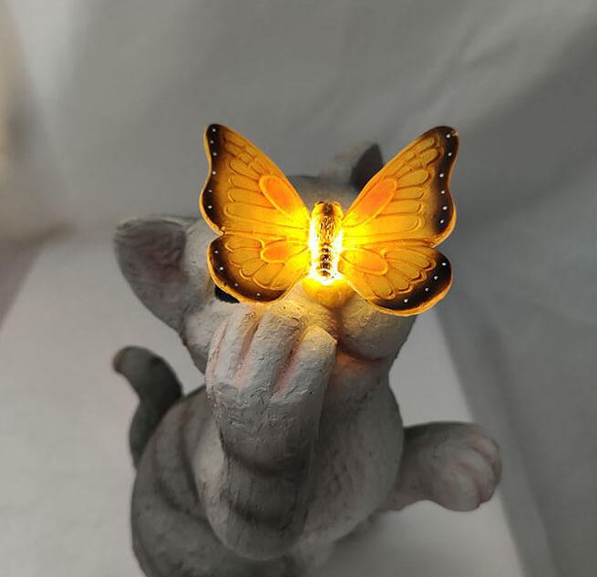 LumiArt - Solar kattehavefigur med sommerfugl