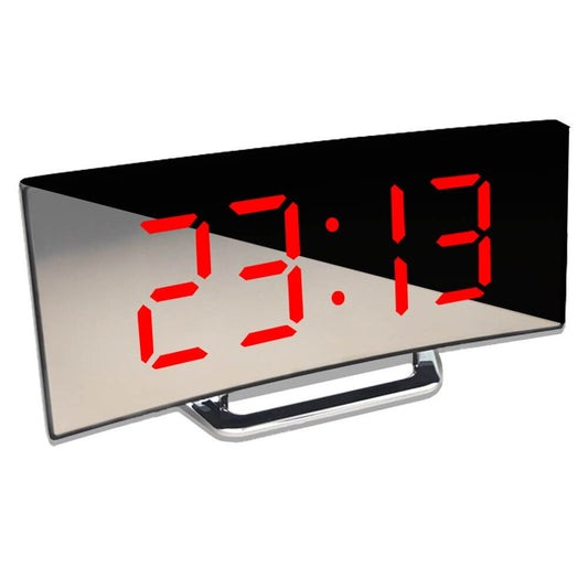 Moderne Gebogen LED Vekker med Dæmpningsfunktion og Snooze – Elegant Design i ABS, 17 x 8 cm-1