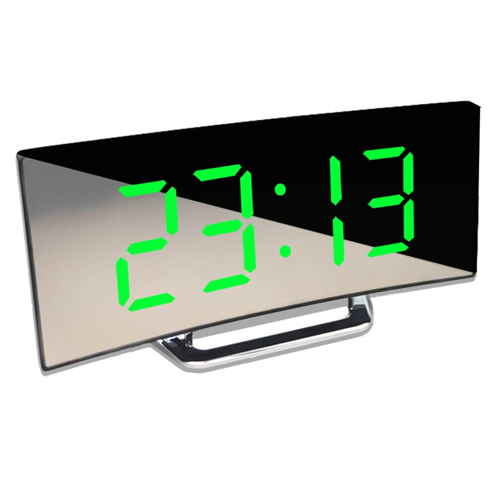 Variant image for Moderne Gebogen LED Vekker med Dæmpningsfunktion og Snooze – Elegant Design i ABS, 17 x 8 cm-3