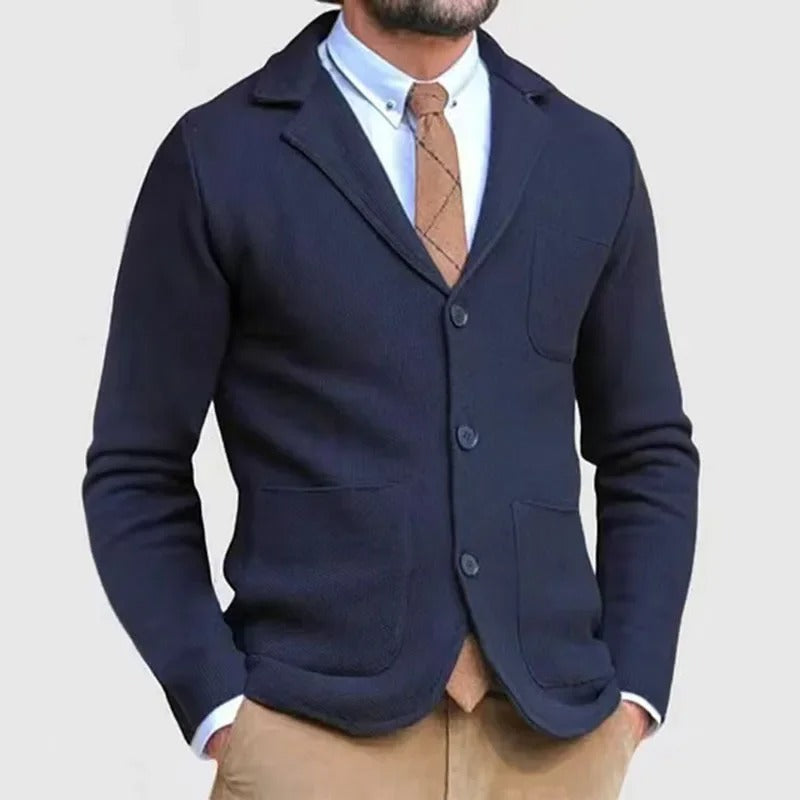 Caspian - Cardigan til mænd med reverskrave og knapper - Slim fit med flere lommer