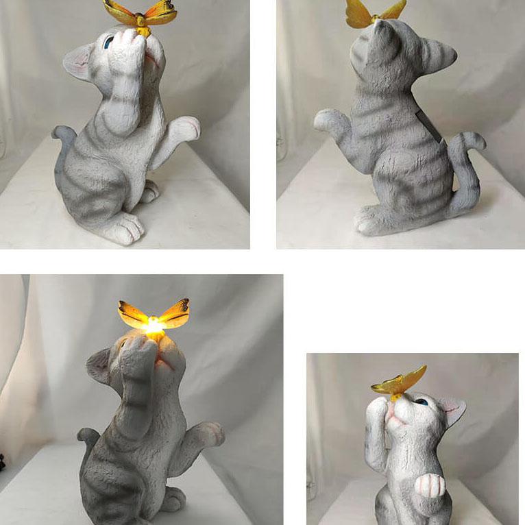 LumiArt - Solar kattehavefigur med sommerfugl