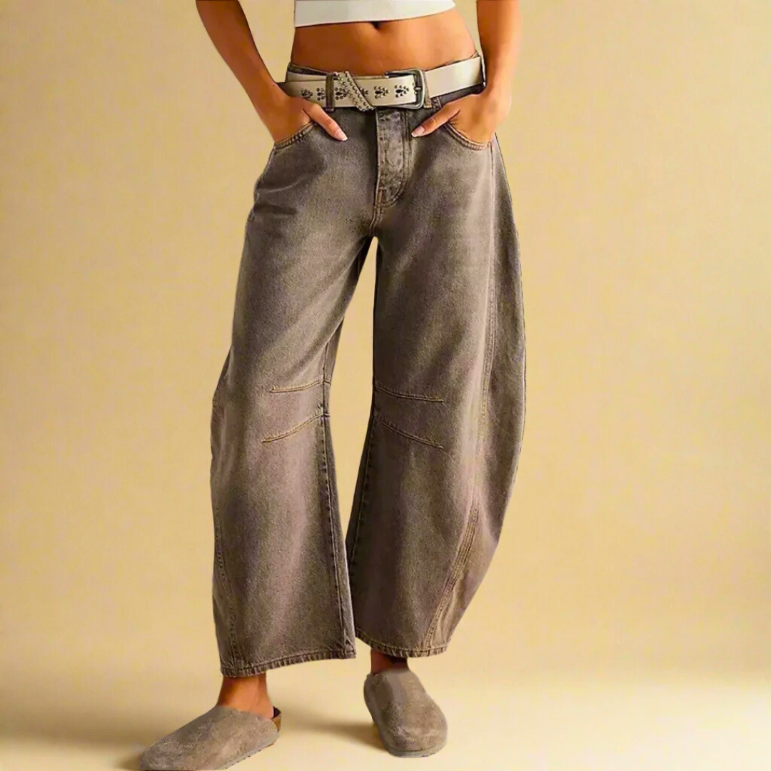 Rose - Afskårne slim fit denimjeans med høj talje