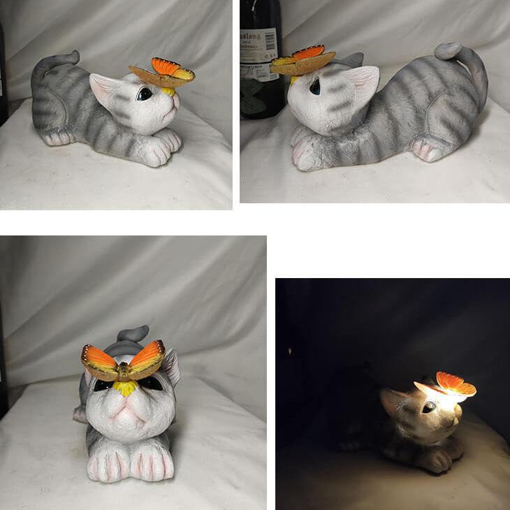 LumiArt - Solar kattehavefigur med sommerfugl