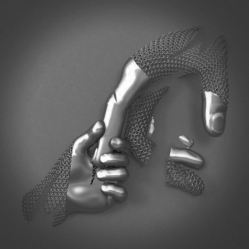 Variant image for Elegant Vægkunst i Gråtoner med Metal Figur – Romantisk Canvasbillede til Stue og Soveværelse-5