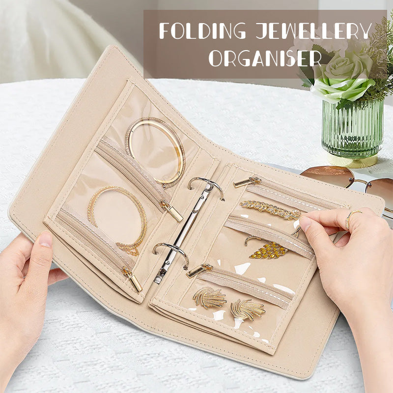 GlamFold Smykkeorganizer | Foldbar & Kompakt | Vandafvisende & Blød Velour | Rejsevenlig