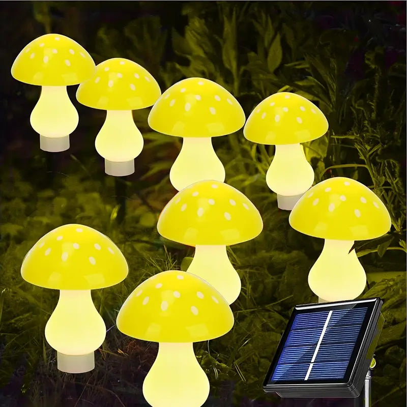 Variant image for Moderne Solarlampe i Paddestelform – Vandtæt Havebelysning med 8 Lysindstillinger og Solenergi, Sæt af 6, 8 eller 12-8