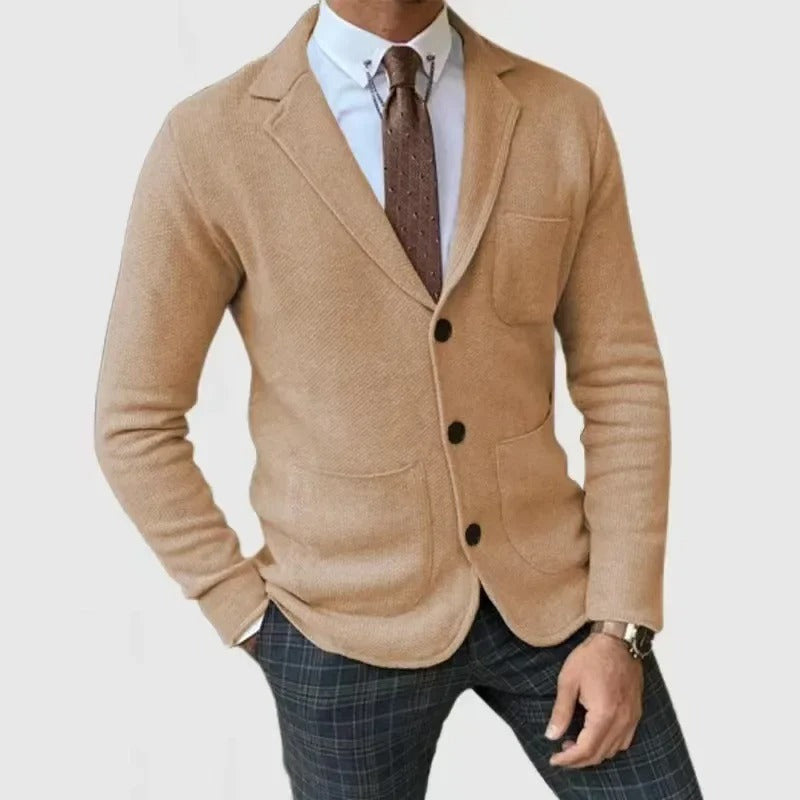 Caspian - Cardigan til mænd med reverskrave og knapper - Slim fit med flere lommer