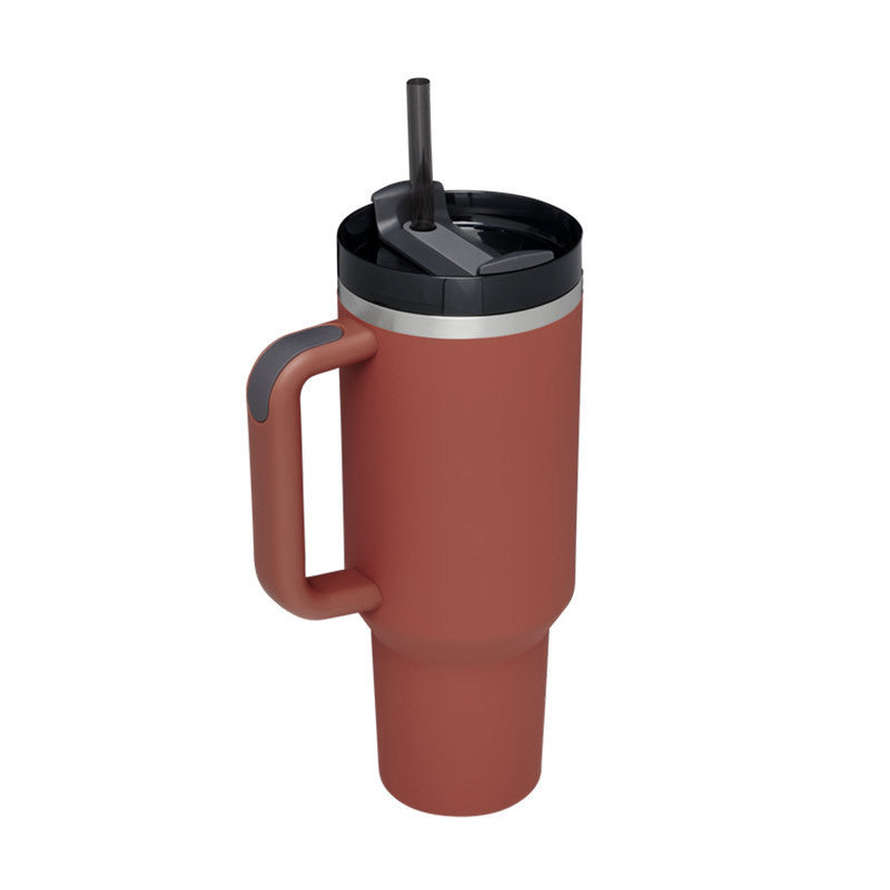 ThermoGrip - isolerende kop med hank og sugerør