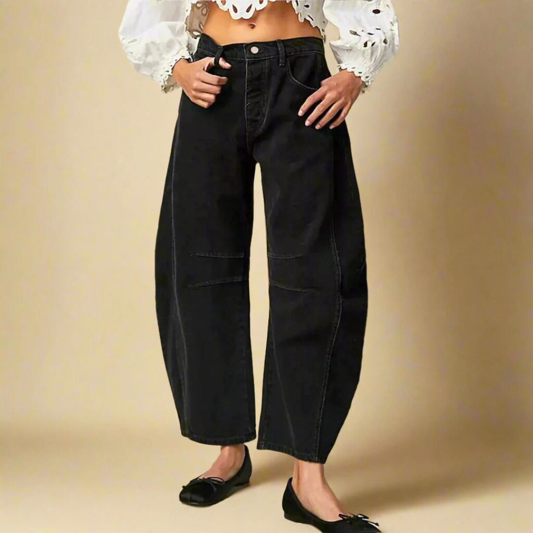 Rose - Afskårne slim fit denimjeans med høj talje
