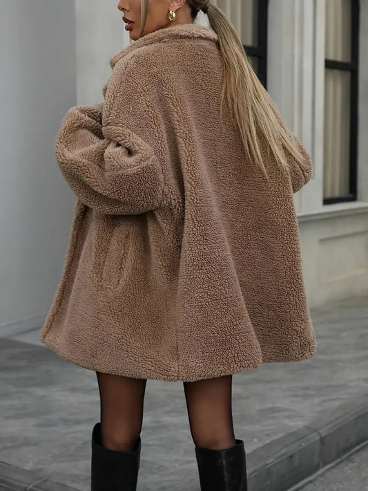 PlushEase - Plys shearling-frakke til kvinder | Hyggelig varme og elegant stil