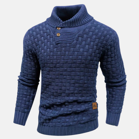 Liam - Strikket herretrøje i slim fit med sjalskrave og knapper