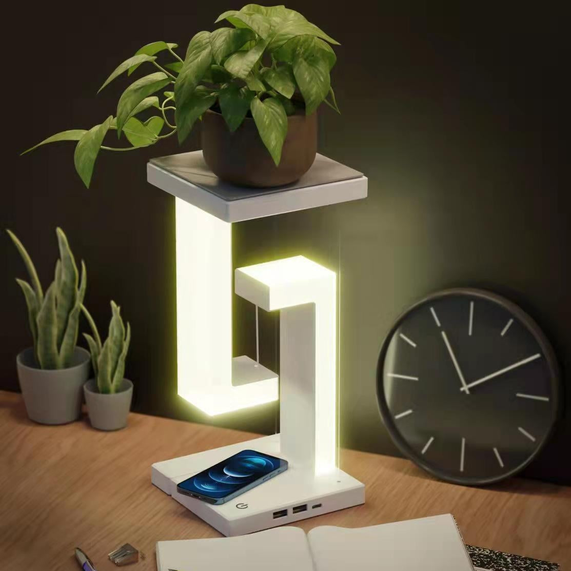 Draadløs Bordlampe med Magnetisk Svømmeteknologi – Pladsbesparende Design og Trådløs Opladning til Hjem og Kontor-3