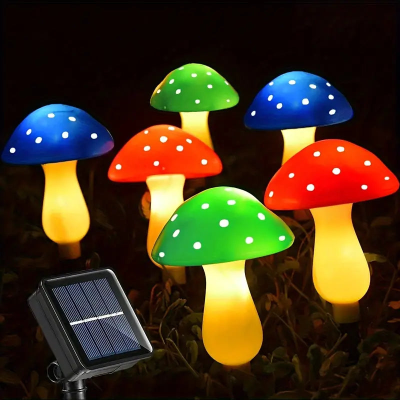 Moderne Solarlampe i Paddestelform – Vandtæt Havebelysning med 8 Lysindstillinger og Solenergi, Sæt af 6, 8 eller 12-3