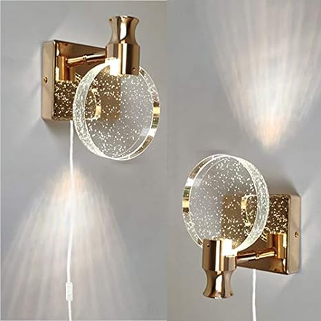 Variant image for Dæmpbar Ronde LED-vandlampe i Metal med Glasring – Guld/Sølv, Medium og Stor, Energibesparende 6W Belysning-5