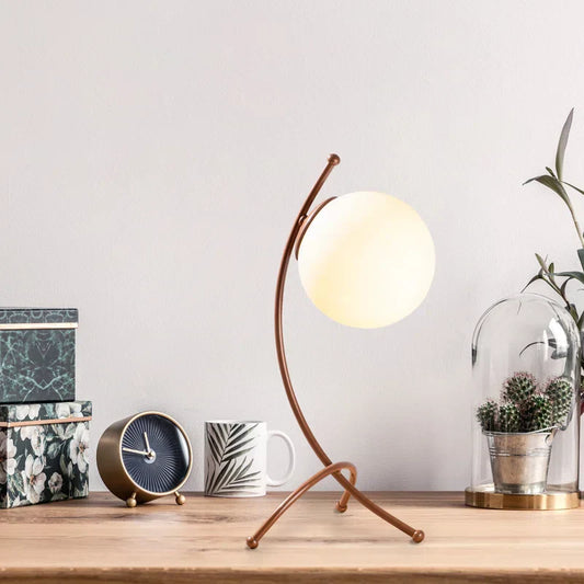 Minimalistisk LED Tafellampe med Varme Hvidt Lys – Sort-Hvid Metal og Glas, 30 cm Høj til Kontor og Natbord-1