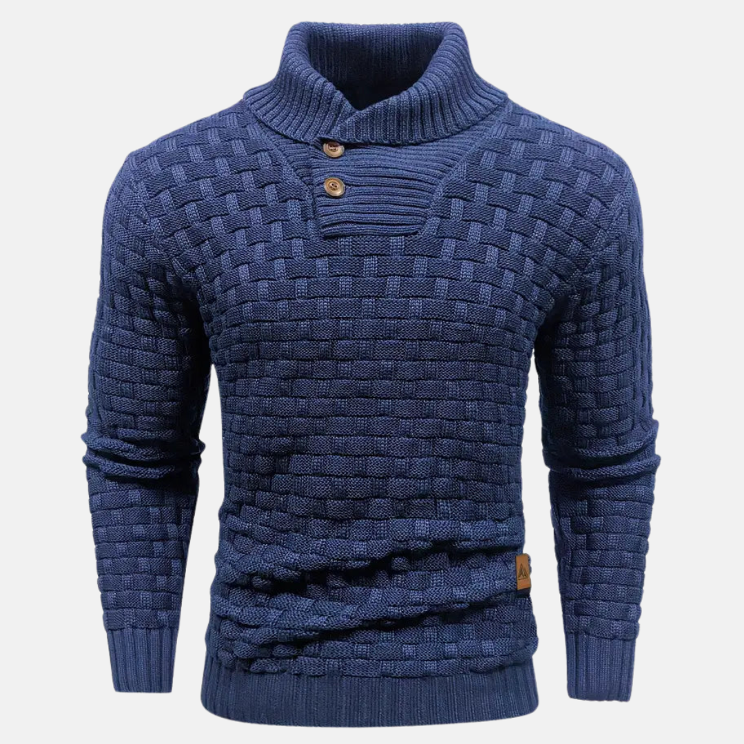 Liam - Strikket herretrøje i slim fit med sjalskrave og knapper
