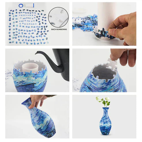 EcoBloom - 3D Puzzle Vase - Dekorativ blomstervase med aftagelig vandbeholder