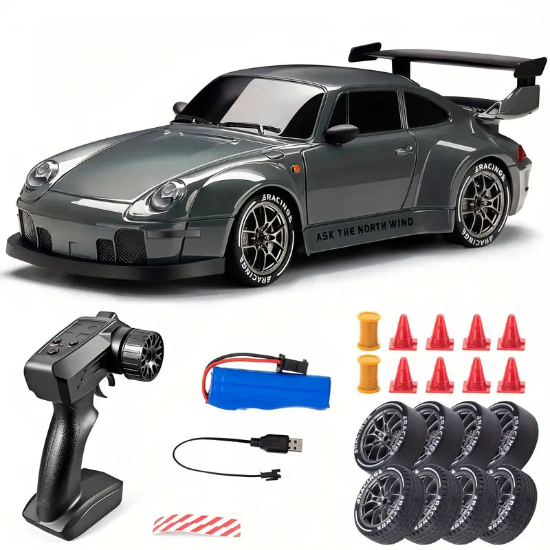 DriftMaster - 1:24 RC Drift Car - Fjernstyret 4WD-racerbil med LED-lys og genopladeligt batteri