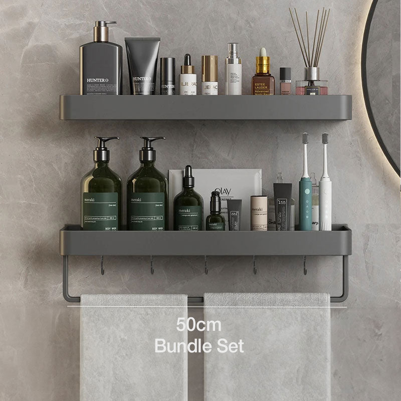 BathEase - Moderne, elegante badeværelseshylder i grå