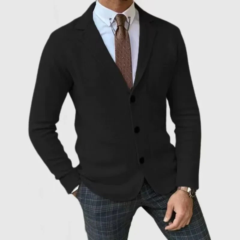 Caspian - Cardigan til mænd med reverskrave og knapper - Slim fit med flere lommer