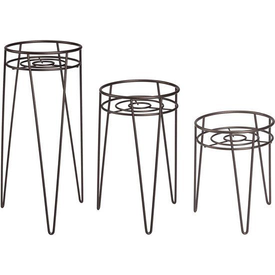 GreenStyle - mDesign Midcentury sæt med 3 gulvplanter i metal
