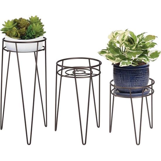 GreenStyle - mDesign Midcentury sæt med 3 gulvplanter i metal