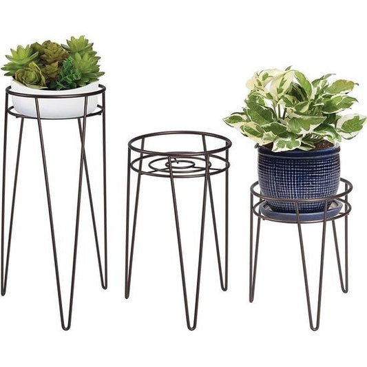 GreenStyle - mDesign Midcentury sæt med 3 gulvplanter i metal