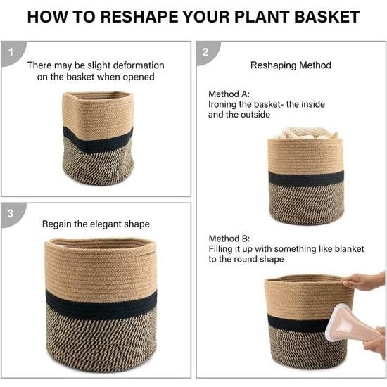 BohoBloom - Jute Rope Plant Basket Modern Floor Indoor Planter
