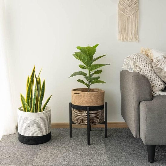 BohoBloom - Jute Rope Plant Basket Modern Floor Indoor Planter