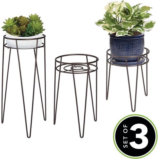 GreenStyle - mDesign Midcentury sæt med 3 gulvplanter i metal