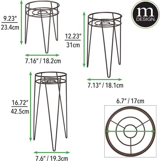GreenStyle - mDesign Midcentury sæt med 3 gulvplanter i metal