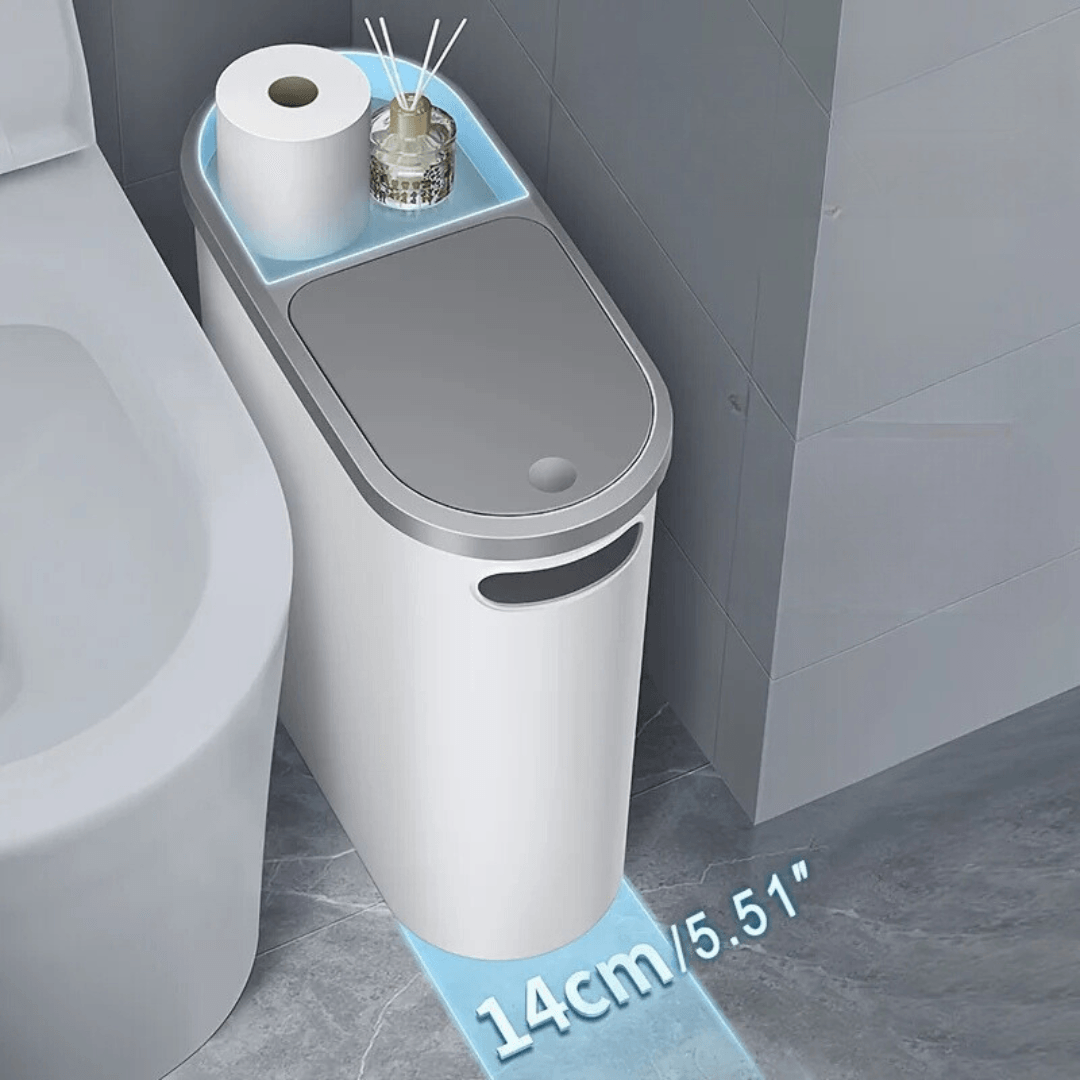 10L Affaldscontainer med Låg – Pladsbesparende og Støjsvag Design til Badeværelse-1