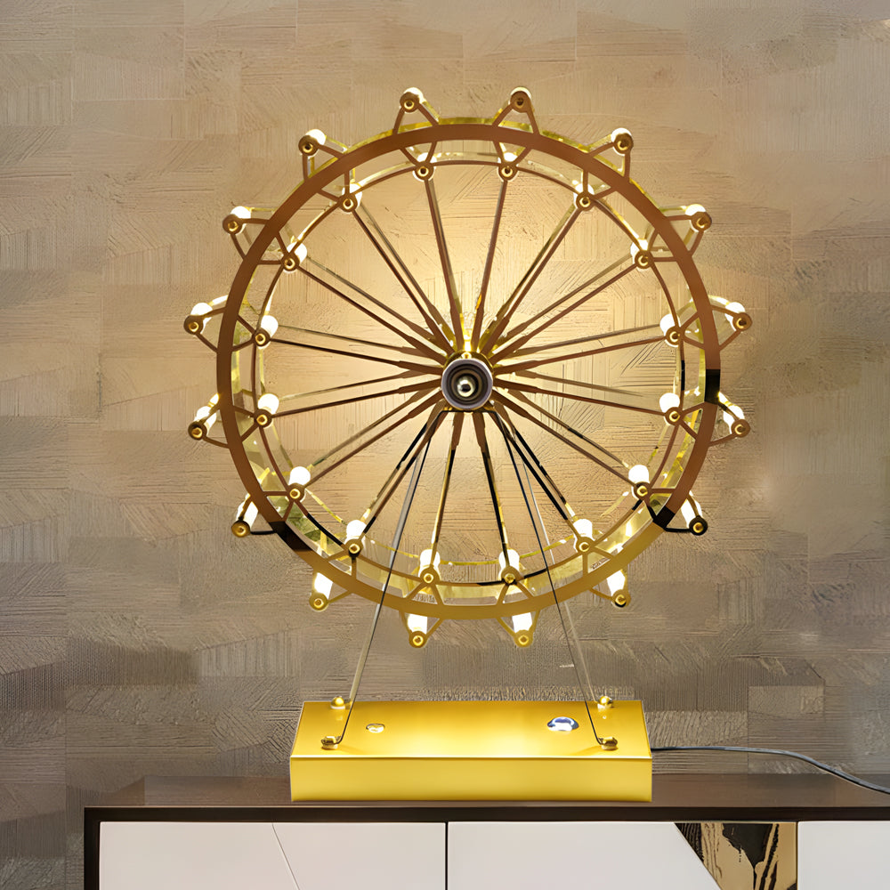 Moderne Jern Tafellampe med Unikt Reuzenrad Design og Touch Skifter – Energivenlig LED Belysning, 35 x 25 cm-3
