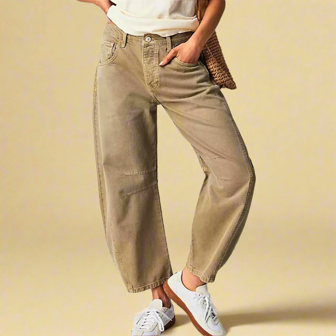Rose - Afskårne slim fit denimjeans med høj talje