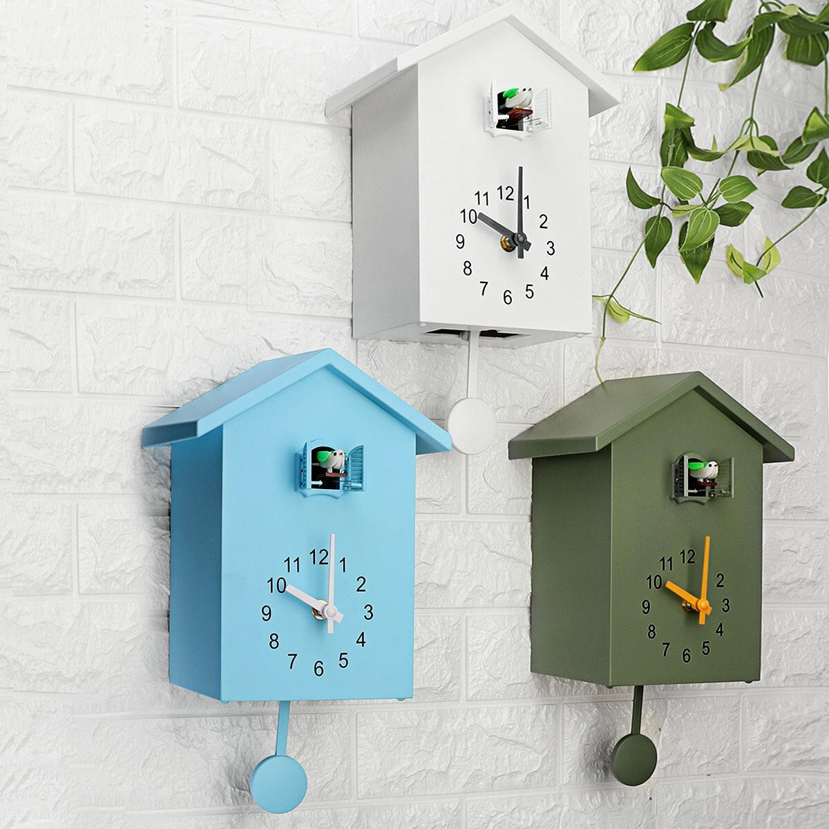 Vægur i Klassisk Design – 20x25 cm, Batteridrevet, Flot i Blå, Hvid og Grøn-6